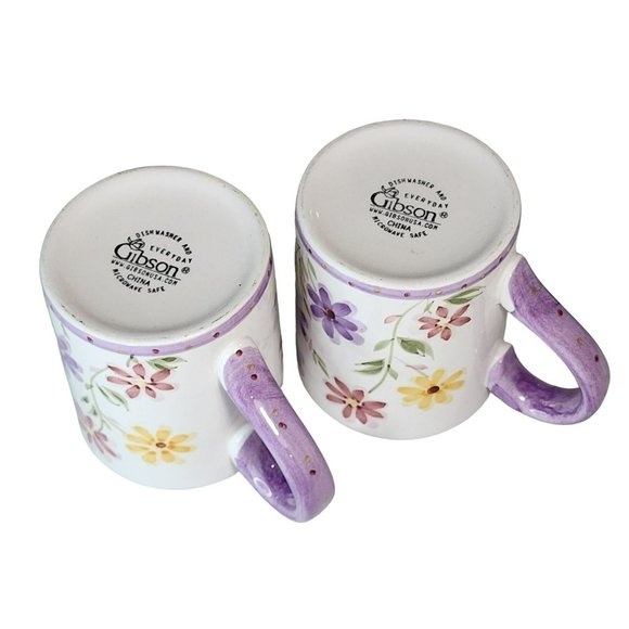 Gibson Set Of Two Shabby Chic Hand Painted Floral Design Ceramic Coffee Mug 14oz - Picture 6 of 16